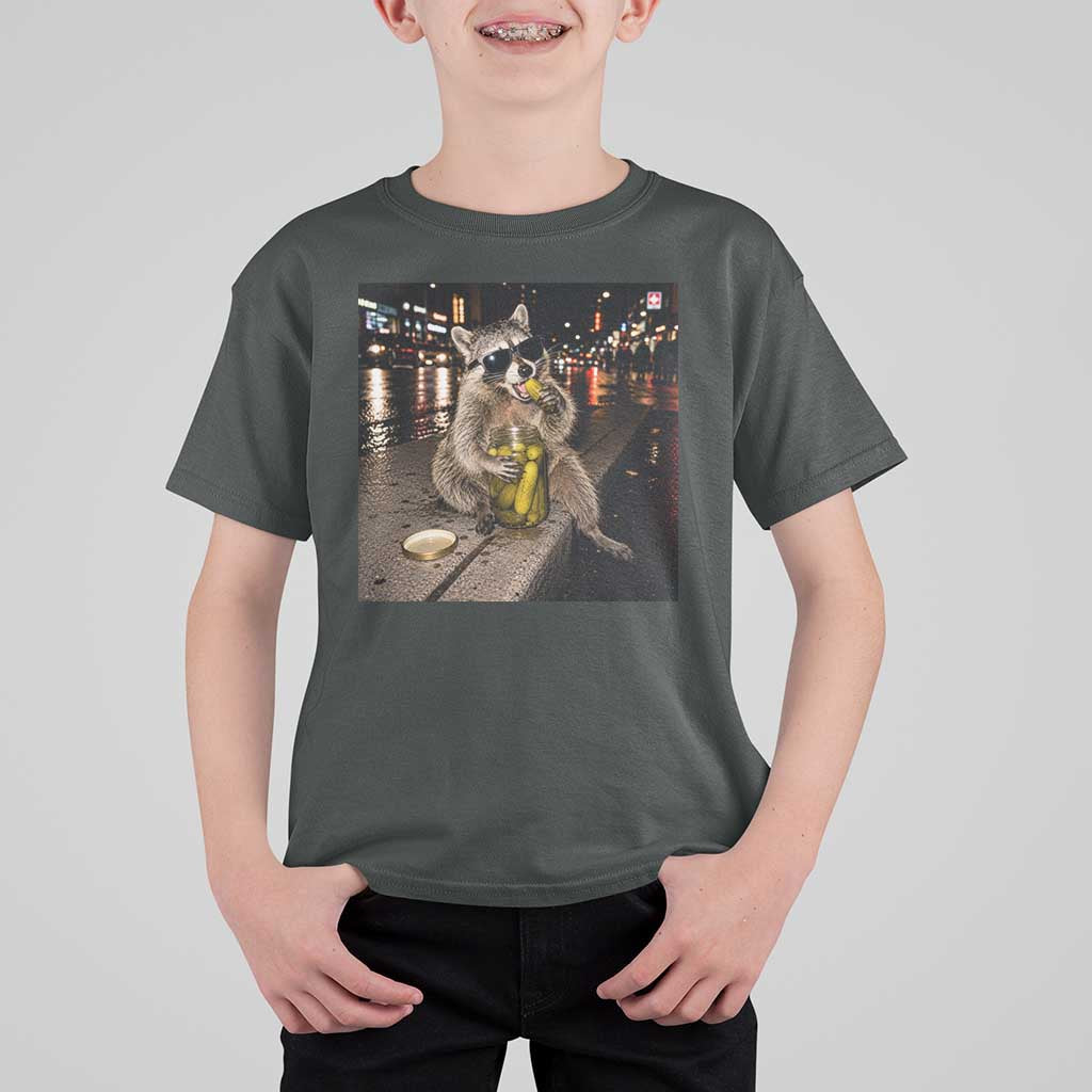 Funny Raccoon Eating Pickles Meme T Shirt For Kid