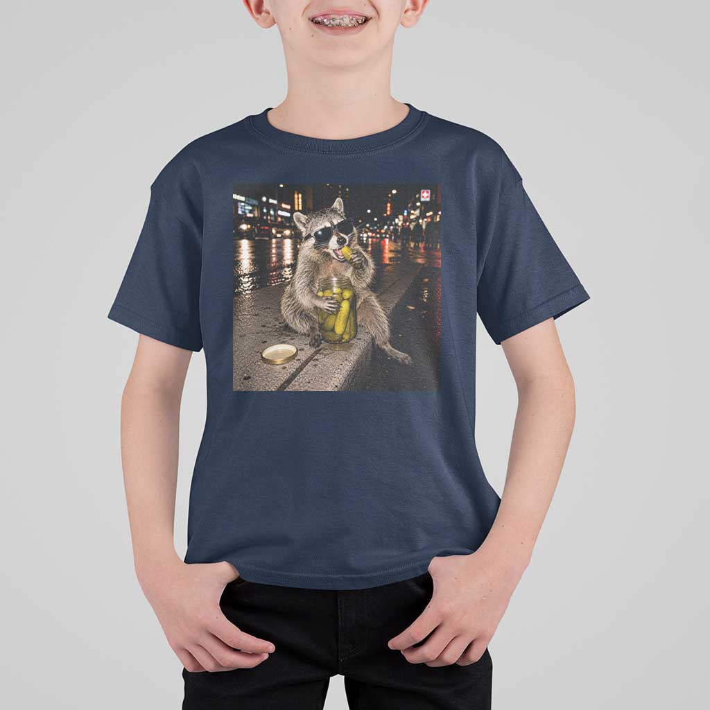 Funny Raccoon Eating Pickles Meme T Shirt For Kid