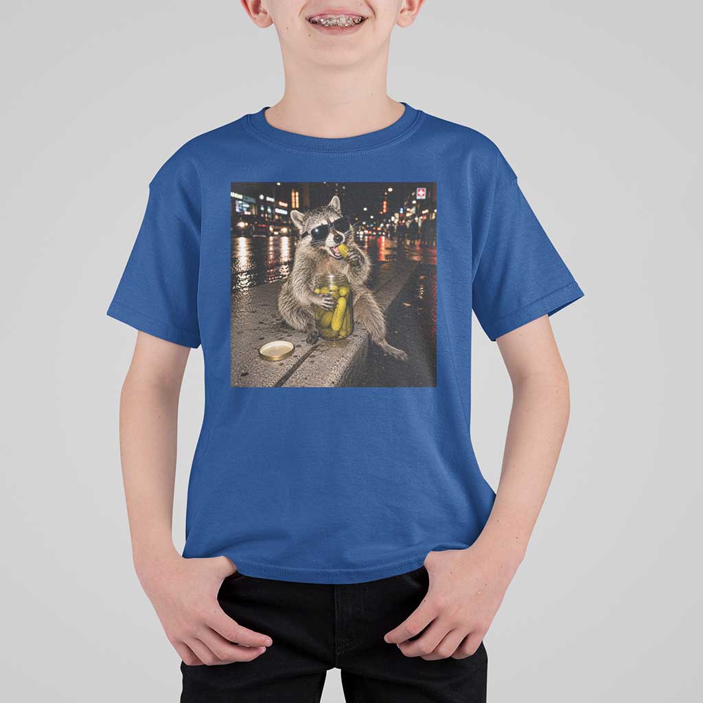 Funny Raccoon Eating Pickles Meme T Shirt For Kid