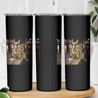 Funny Raccoon Eating Pickles Meme Skinny Tumbler