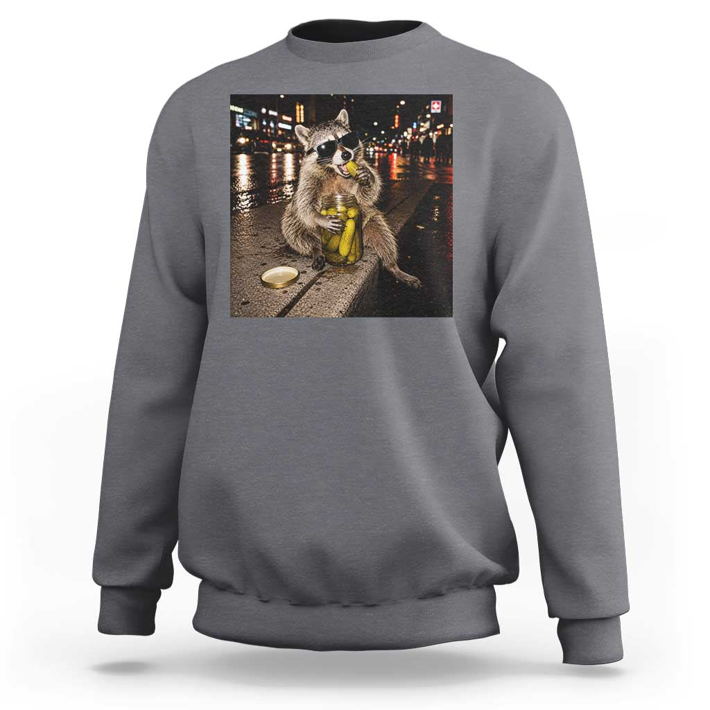 Funny Raccoon Eating Pickles Meme Sweatshirt