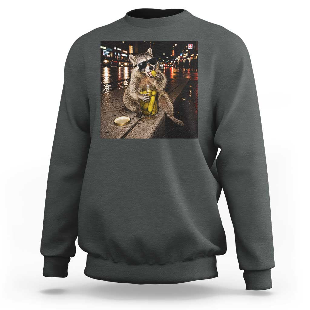 Funny Raccoon Eating Pickles Meme Sweatshirt