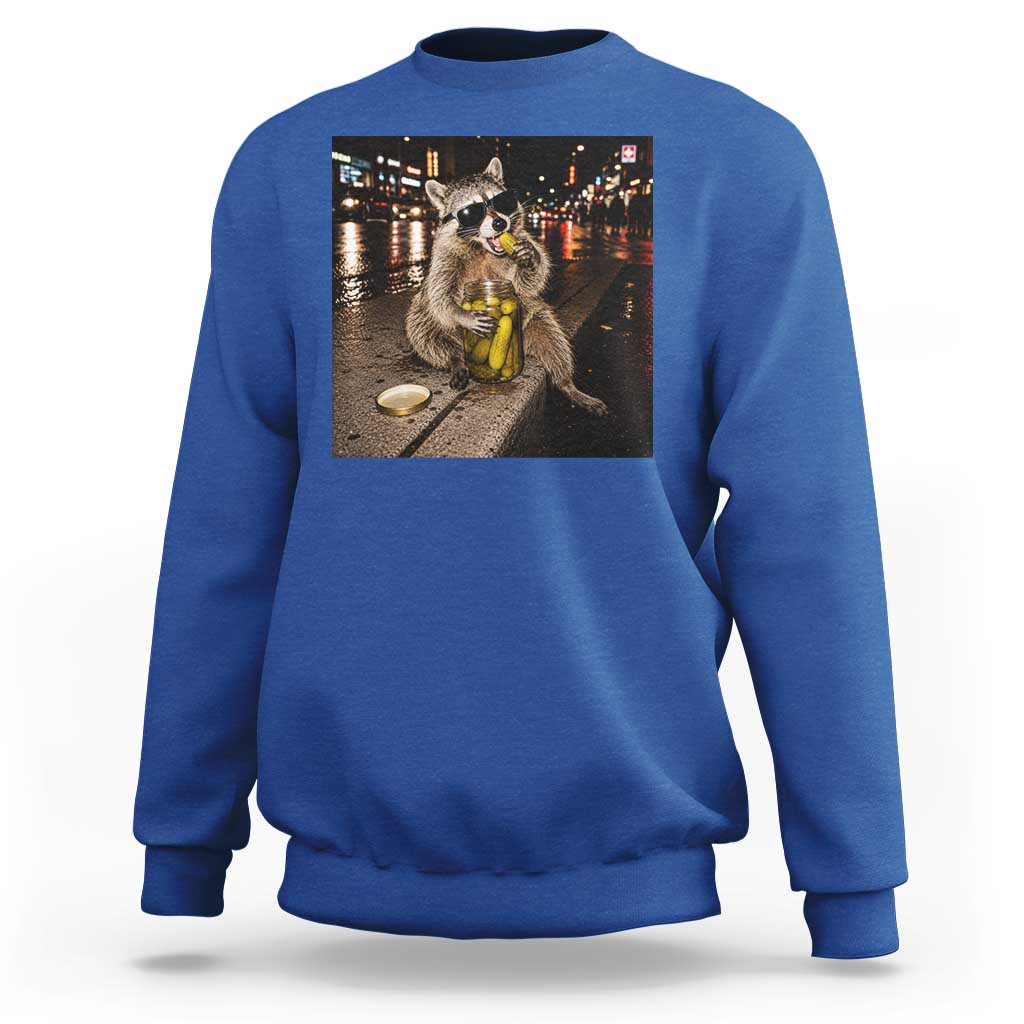 Funny Raccoon Eating Pickles Meme Sweatshirt