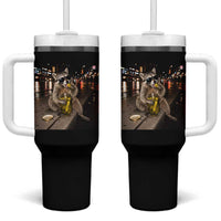 Funny Raccoon Eating Pickles Meme Tumbler With Handle