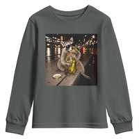 Funny Raccoon Eating Pickles Meme Youth Sweatshirt