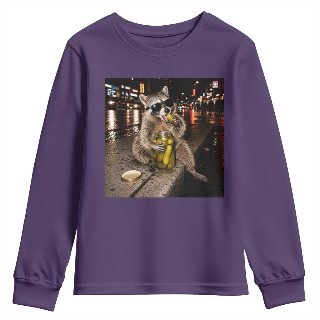 Funny Raccoon Eating Pickles Meme Youth Sweatshirt