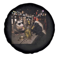 Funny Raccoon Skunk Possum Eating Pickles Spare Tire Cover Support Local Street Cats Retro Animal Meme