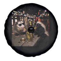 Funny Raccoon Skunk Possum Eating Pickles Spare Tire Cover Support Local Street Cats Retro Animal Meme
