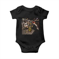 Funny Raccoon Skunk Possum Eating Pickles Baby Onesie Support Local Street Cats Retro Animal Meme