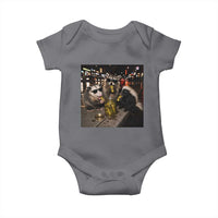 Funny Raccoon Skunk Possum Eating Pickles Baby Onesie Support Local Street Cats Retro Animal Meme