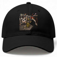 Funny Raccoon Skunk Possum Eating Pickles Baseball Cap Support Local Street Cats Retro Animal Meme