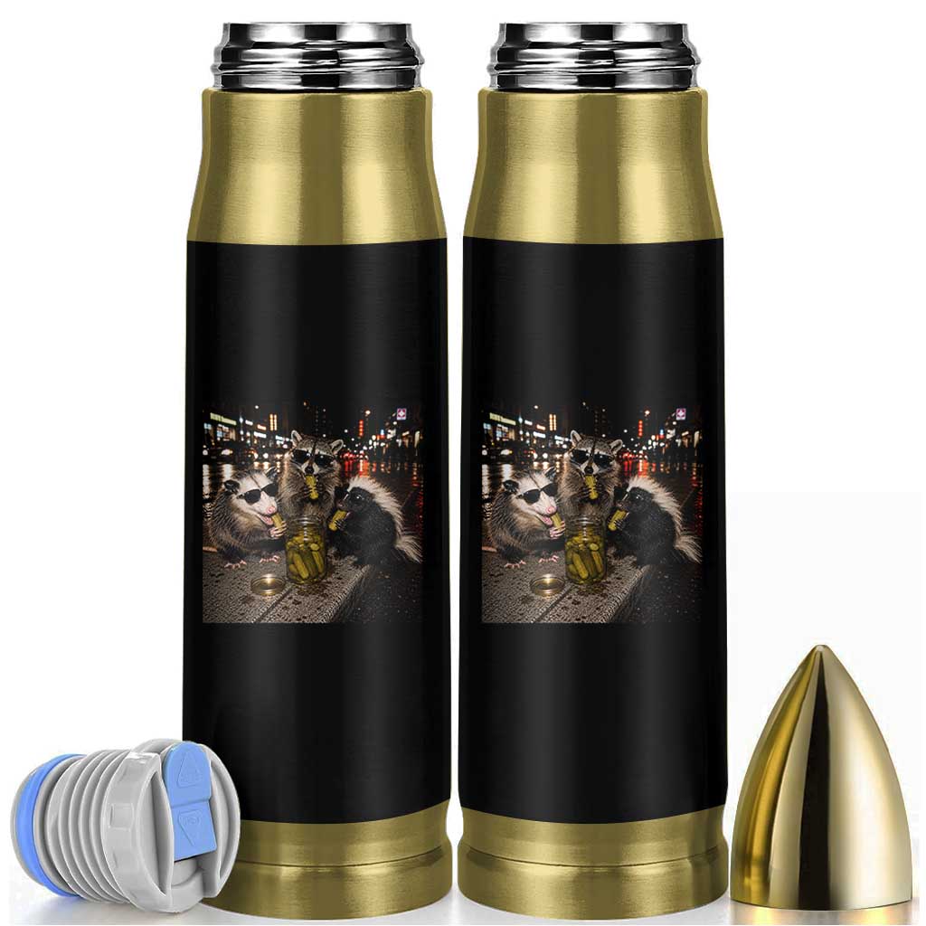 Funny Raccoon Skunk Possum Eating Pickles Bullet Tumbler Support Local Street Cats Retro Animal Meme
