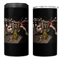 Funny Raccoon Skunk Possum Eating Pickles 4 in 1 Can Cooler Tumbler Support Local Street Cats Retro Animal Meme