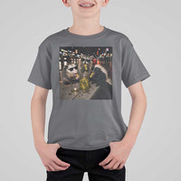 Funny Raccoon Skunk Possum Eating Pickles T Shirt For Kid Support Local Street Cats Retro Animal Meme