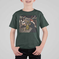 Funny Raccoon Skunk Possum Eating Pickles T Shirt For Kid Support Local Street Cats Retro Animal Meme
