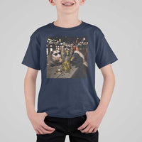 Funny Raccoon Skunk Possum Eating Pickles T Shirt For Kid Support Local Street Cats Retro Animal Meme