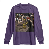 Funny Raccoon Skunk Possum Eating Pickles Long Sleeve Shirt Support Local Street Cats Retro Animal Meme