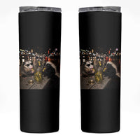 Funny Raccoon Skunk Possum Eating Pickles Skinny Tumbler Support Local Street Cats Retro Animal Meme