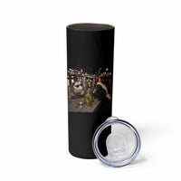 Funny Raccoon Skunk Possum Eating Pickles Skinny Tumbler Support Local Street Cats Retro Animal Meme