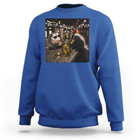 Funny Raccoon Skunk Possum Eating Pickles Sweatshirt Support Local Street Cats Retro Animal Meme