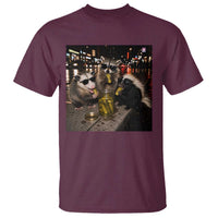 Funny Raccoon Skunk Possum Eating Pickles T Shirt Support Local Street Cats Retro Animal Meme