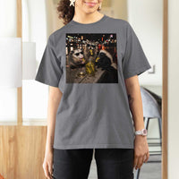 Funny Raccoon Skunk Possum Eating Pickles T Shirt For Women Support Local Street Cats Retro Animal Meme
