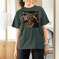 Funny Raccoon Skunk Possum Eating Pickles T Shirt For Women Support Local Street Cats Retro Animal Meme