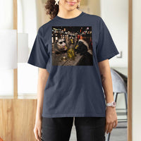 Funny Raccoon Skunk Possum Eating Pickles T Shirt For Women Support Local Street Cats Retro Animal Meme