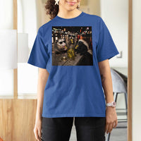 Funny Raccoon Skunk Possum Eating Pickles T Shirt For Women Support Local Street Cats Retro Animal Meme