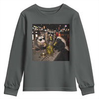 Funny Raccoon Skunk Possum Eating Pickles Youth Sweatshirt Support Local Street Cats Retro Animal Meme