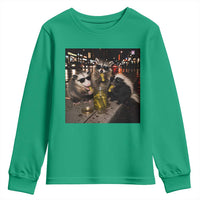 Funny Raccoon Skunk Possum Eating Pickles Youth Sweatshirt Support Local Street Cats Retro Animal Meme