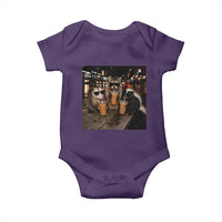 Funny Raccoon Skunk Possum Drinking Iced Coffee Baby Onesie Support Local Street Cats Retro Animal Meme