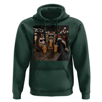 Funny Raccoon Skunk Possum Drinking Iced Coffee Hoodie Support Local Street Cats Retro Animal Meme