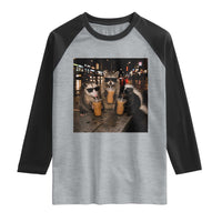 Funny Raccoon Skunk Possum Drinking Iced Coffee Raglan Shirt Support Local Street Cats Retro Animal Meme