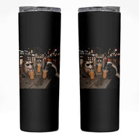 Funny Raccoon Skunk Possum Drinking Iced Coffee Skinny Tumbler Support Local Street Cats Retro Animal Meme