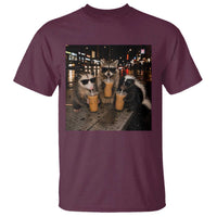 Funny Raccoon Skunk Possum Drinking Iced Coffee T Shirt Support Local Street Cats Retro Animal Meme
