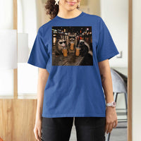 Funny Raccoon Skunk Possum Drinking Iced Coffee T Shirt For Women Support Local Street Cats Retro Animal Meme