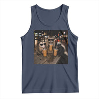 Funny Raccoon Skunk Possum Drinking Iced Coffee Tank Top Support Local Street Cats Retro Animal Meme