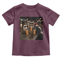 Funny Raccoon Skunk Possum Drinking Iced Coffee Toddler T Shirt Support Local Street Cats Retro Animal Meme