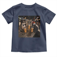 Funny Raccoon Skunk Possum Drinking Iced Coffee Toddler T Shirt Support Local Street Cats Retro Animal Meme
