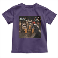 Funny Raccoon Skunk Possum Drinking Iced Coffee Toddler T Shirt Support Local Street Cats Retro Animal Meme