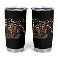 Funny Raccoon Skunk Possum Drinking Iced Coffee Tumbler Cup Support Local Street Cats Retro Animal Meme