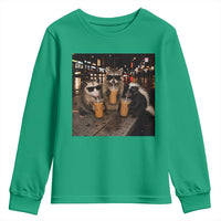 Funny Raccoon Skunk Possum Drinking Iced Coffee Youth Sweatshirt Support Local Street Cats Retro Animal Meme