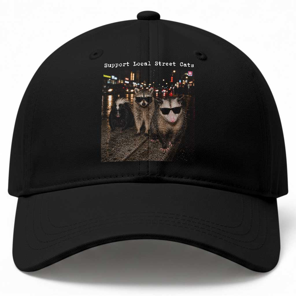 Support Local Street Cats Baseball Cap Funny Raccoon Skunk Possum Animal Meme