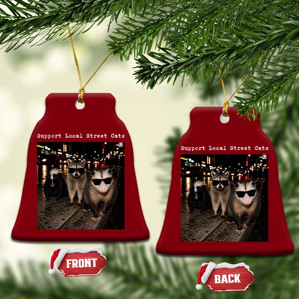 Support Local Street Cats Ceramic Ornament Funny Raccoon Skunk Possum Animal Meme