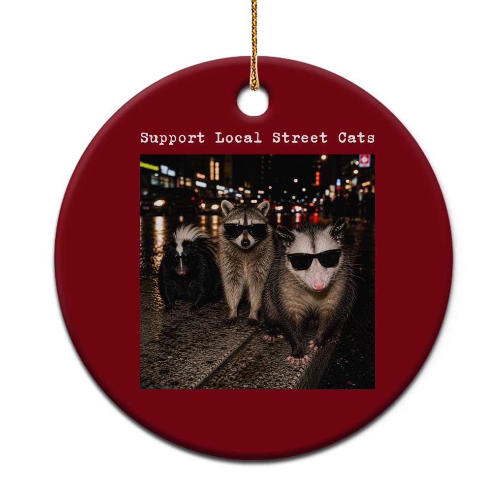 Support Local Street Cats Ceramic Ornament Funny Raccoon Skunk Possum Animal Meme