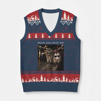 Support Local Street Cats V-Neck Knit Sweater Vest Funny Raccoon Skunk Possum Animal Meme