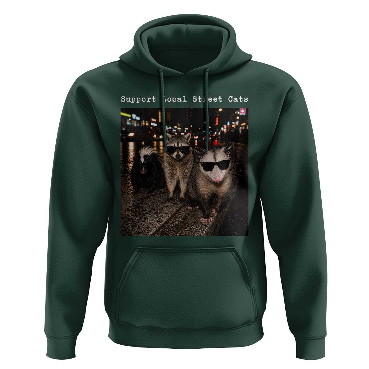 Support Local Street Cats Hoodie Funny Raccoon Skunk Possum Animal Meme