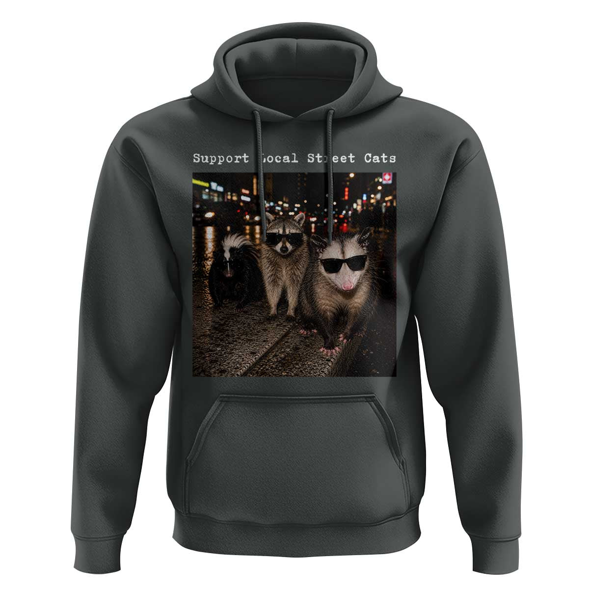 Support Local Street Cats Hoodie Funny Raccoon Skunk Possum Animal Meme