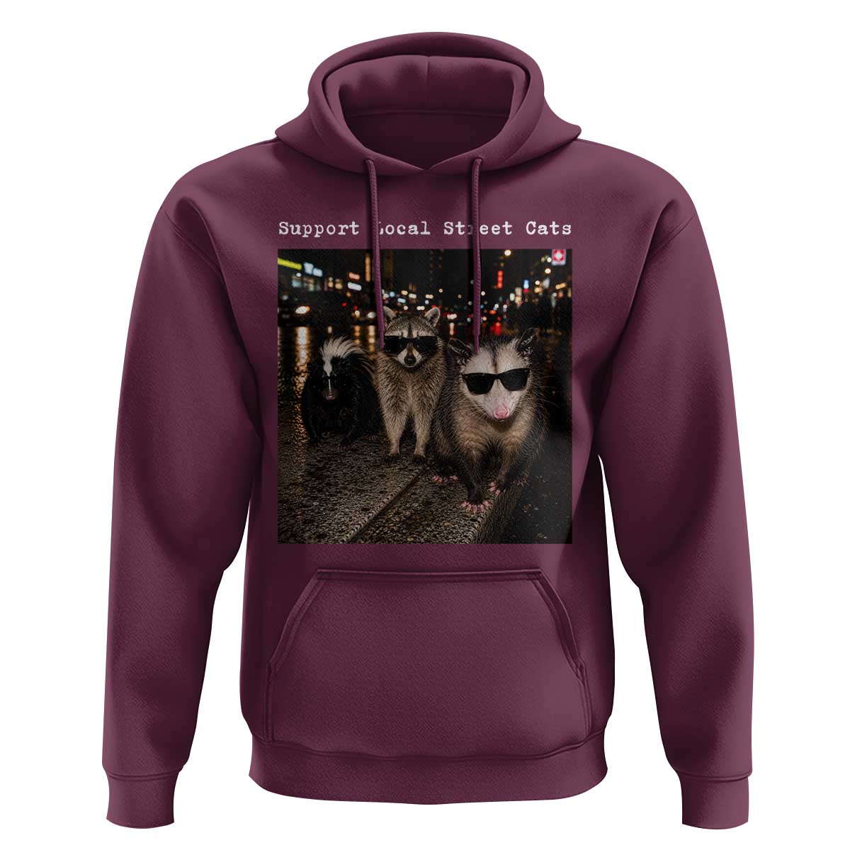 Support Local Street Cats Hoodie Funny Raccoon Skunk Possum Animal Meme